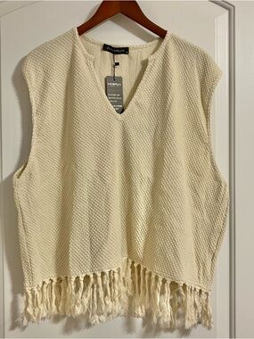 INCERUN Men’s Notched Neck Fringe Hem Tank Top Sz 3XL